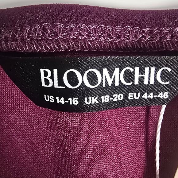 BLOOMCHIC 14-16 1X Plus Purple Pleated Detail Strap Wrap hem midi Dress NWT 0B7 - Picture 9 of 11